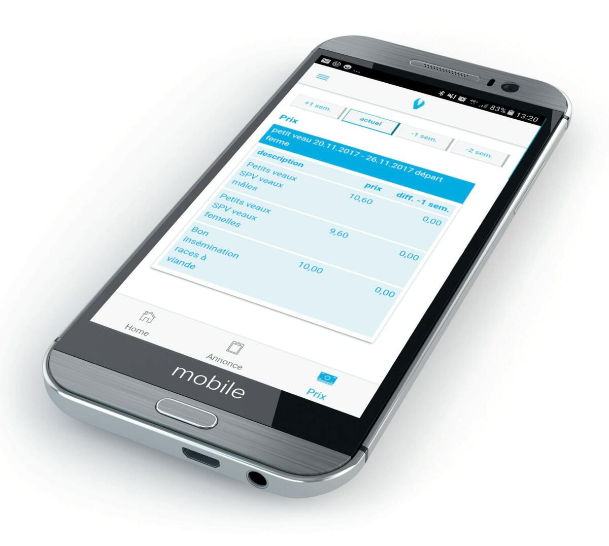 Les prix actuels des veaux d’engrais peuvent être consultés et les veaux être annoncés via l’appli Veos.