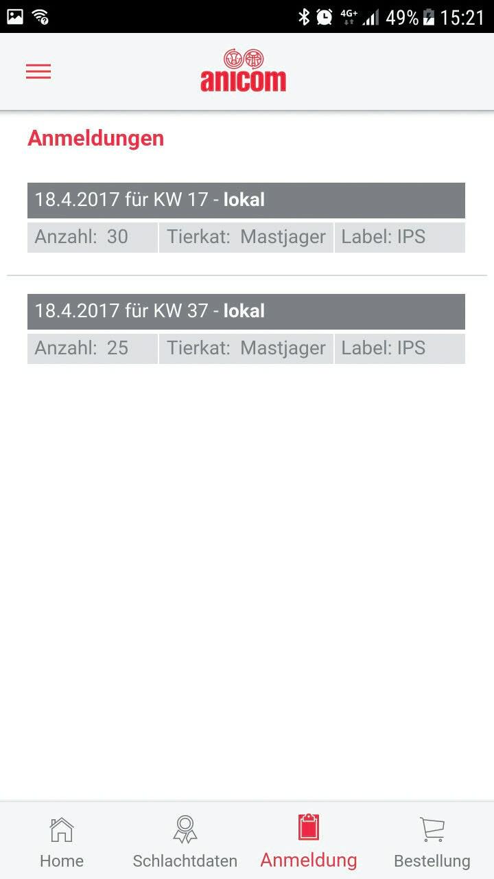 In der Anmeldungs&#xFC;bersicht werden alle get&#xE4;tigten Anmeldungen gesammelt.
