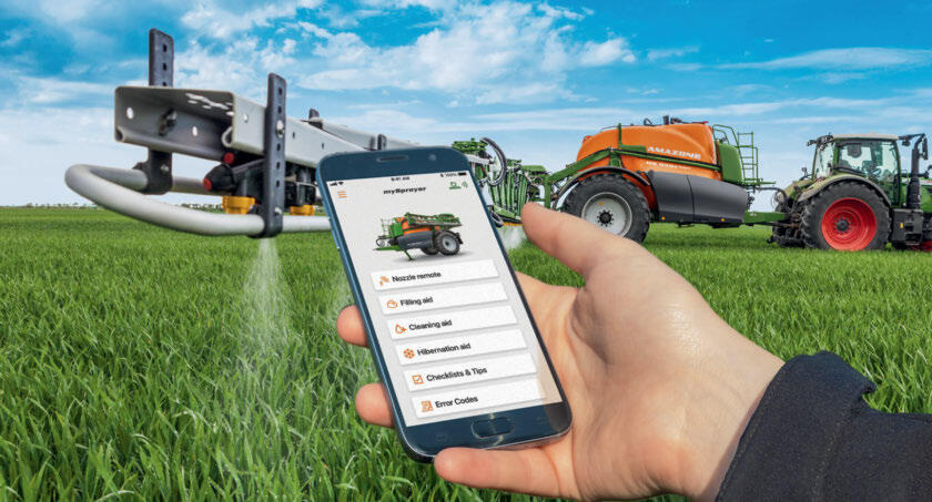 Mit der App MySprayer ist die Fern&#xFC;berwachung des Tankf&#xFC;llstands und der D&#xFC;senfunktion m&#xF6;glich.
