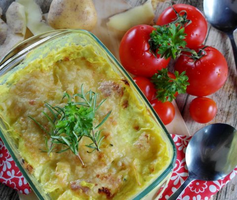 Zwiebel-Dinkel-Gratin