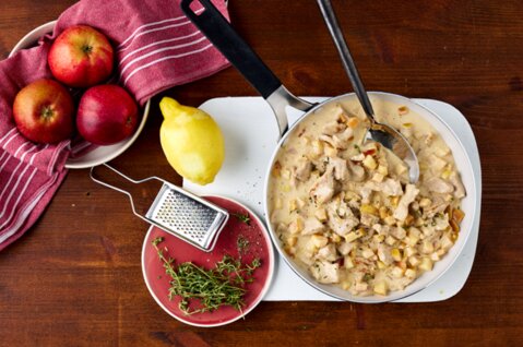 Emincé de veau aux pommes