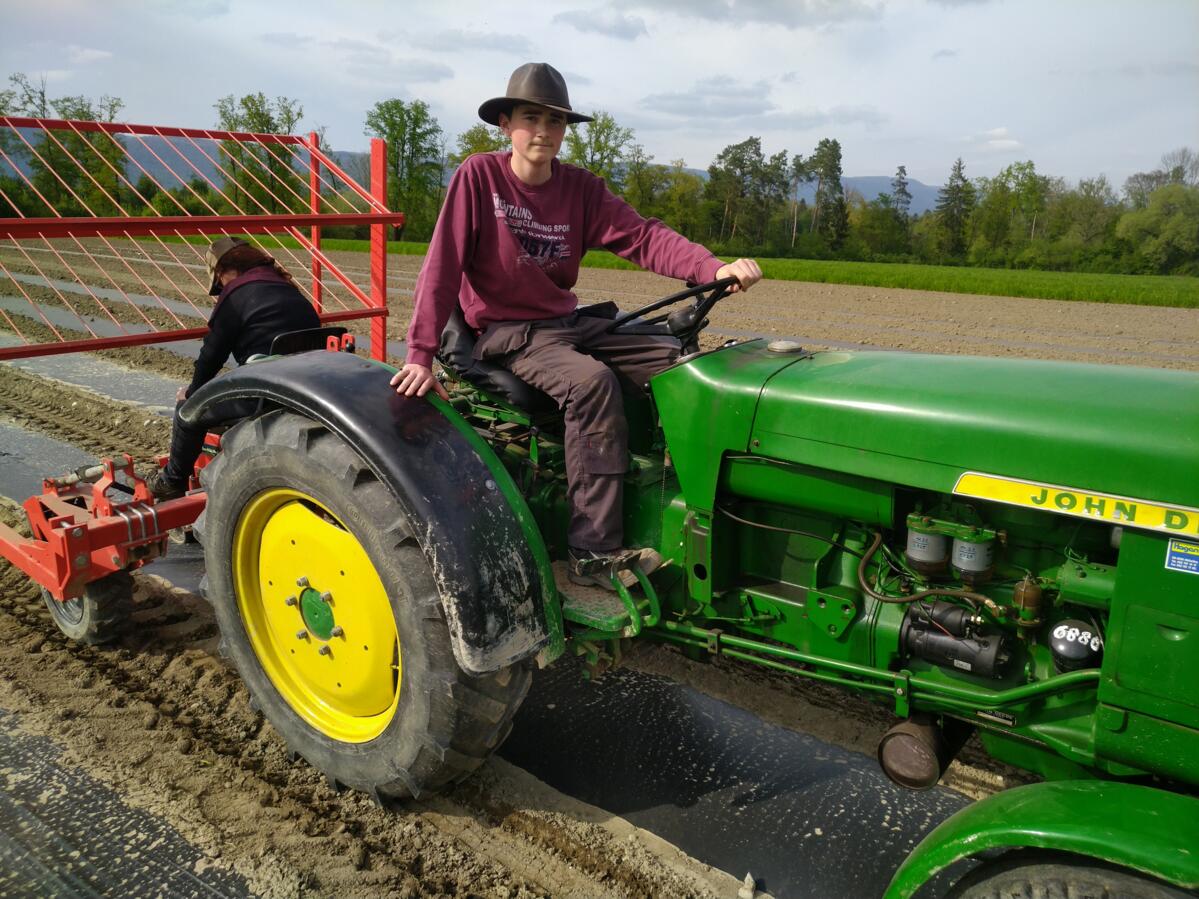 Beim Anpflanzen der Kürbisse fühlt sich der angehende Landwirt Marco Schaller in seinem Element. Weil ihm die Feldarbeit am meisten zusagt, will er den...