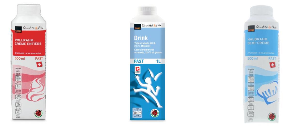 Depuis le 2 juin 2020 Coop vend de la crème au sceau de qualité IP-SUISSE, à partir de novembre également du lait pasteurisé.