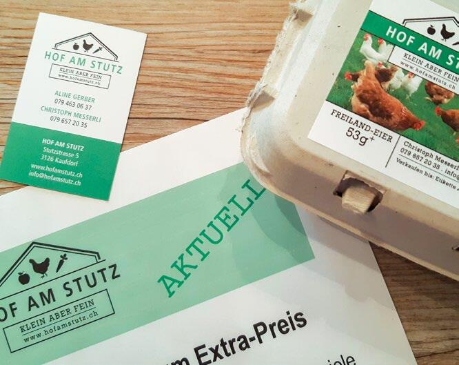 Wiedererkennung schafft Vertrauen: Auf dem Hof am Stutz in Kaufdorf setzen Aline Gerber und Christoph Messerli auf einen einheitlichen Auftritt.