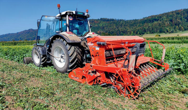 Dans la mesure du possible, le travail se fait sans labour : lors du semis sous litière, le passage du rouleau sur l’engrais vert est suivi d’un travail...