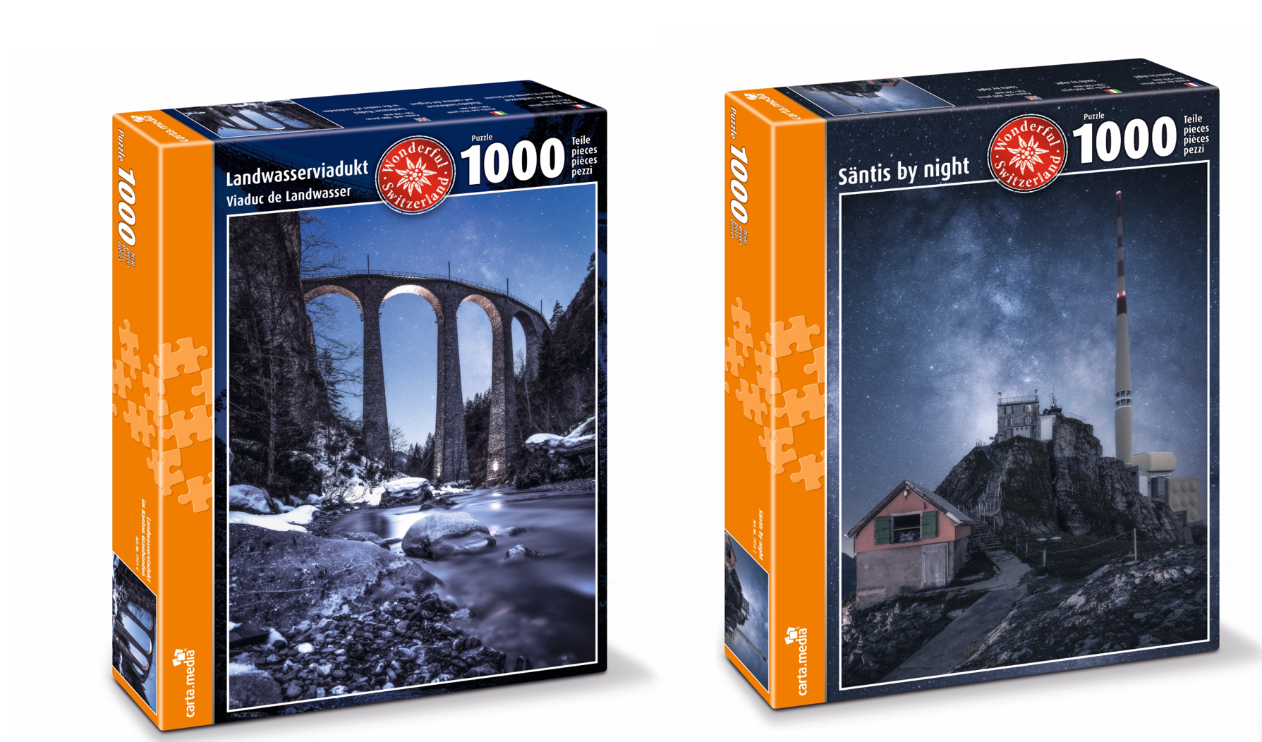 Set de puzzles « Viaduc de Landwasser » et « Säntis by Night » pour 39 fr. 90